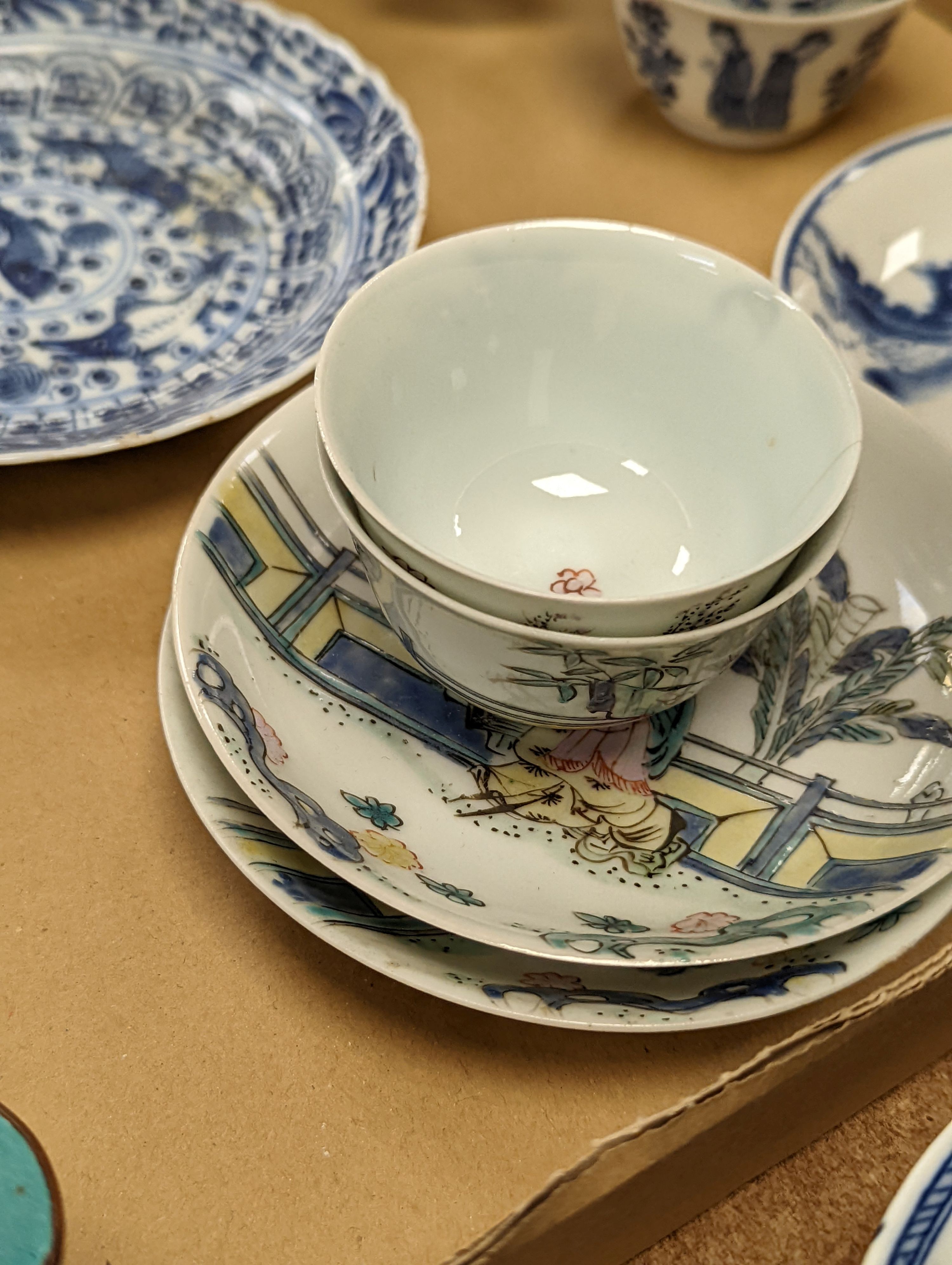 A group of Chinese porcelain teabowls and saucers, 18th-20th century